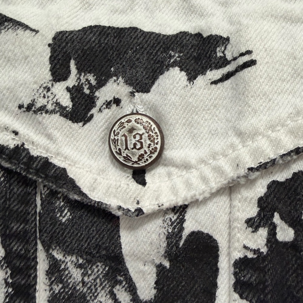 R13 Black and White Abstract Jean Jacket - Picture 3 of 4